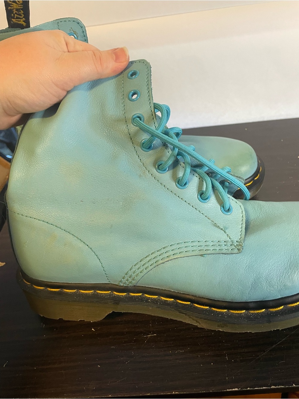 Dr Martens Pascal Pastel Blue Lace-Up Combat Boots - Women's - Picture 4 of 11